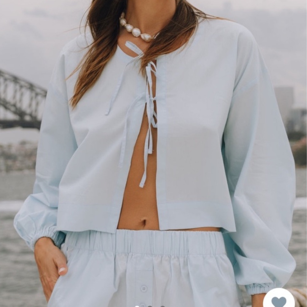 Daily Drills Blue Poplin Tie Top